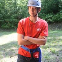 Troop 652 Scout Phillip, ready to climb.